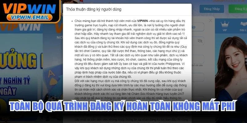 Toàn bộ quá trình đăng ký hoàn toàn không mất phí trên mọi thiết bị